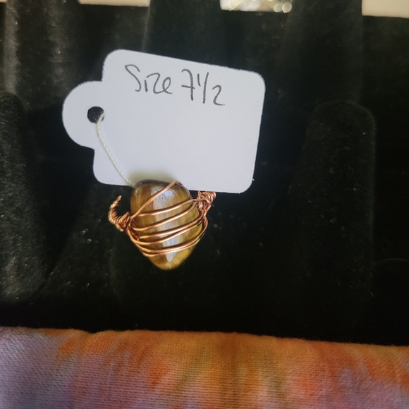 Handmade wire wrapped tigers eye ring size 7.5 - Picture 2 of 4